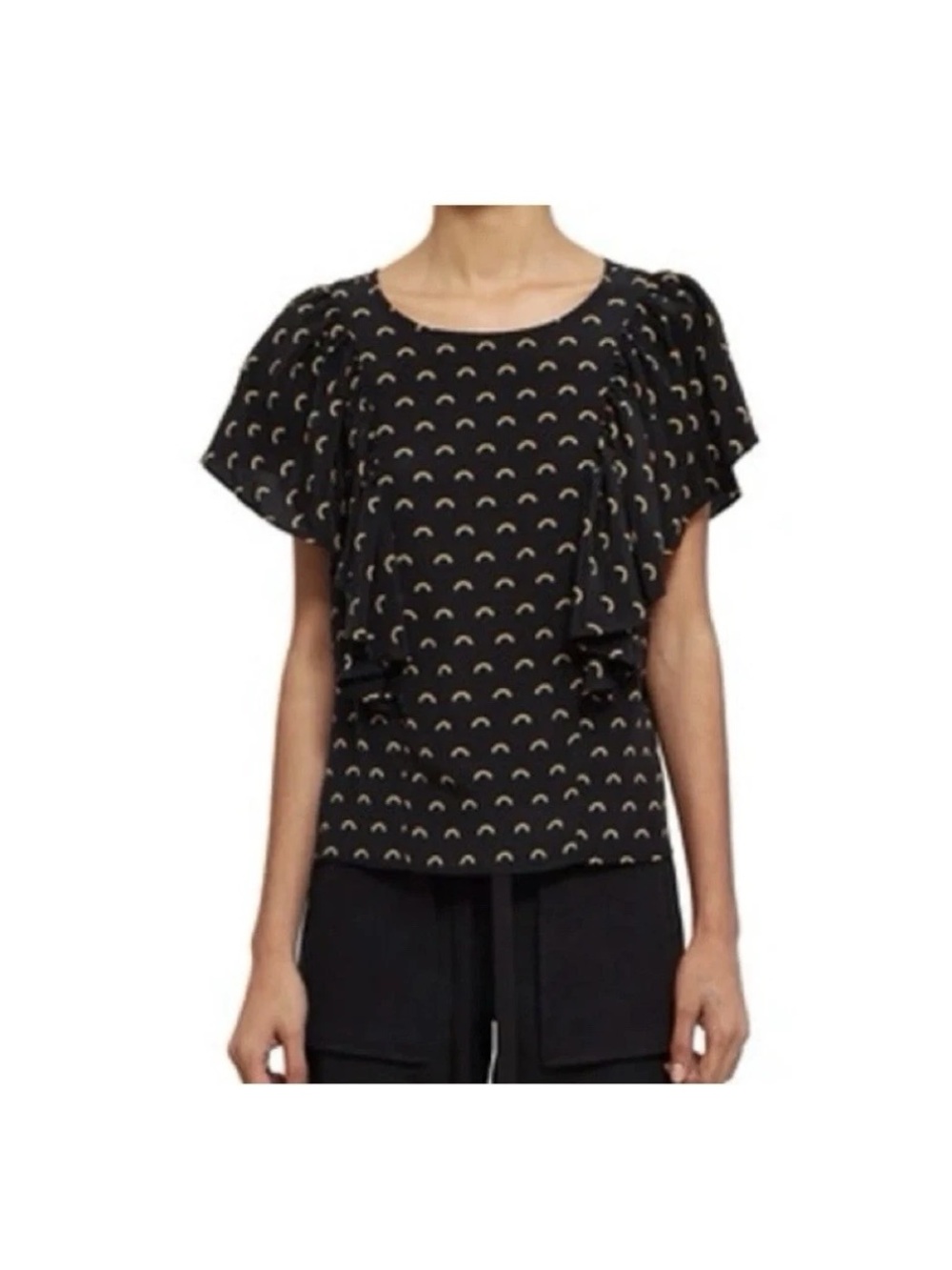 Opening Ceremony Vintage 100% Silk Black Top Rainbow
Pattern Size Small